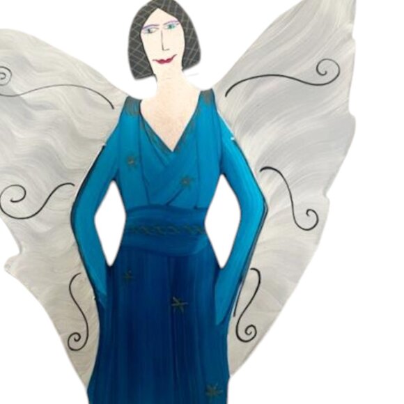 RARE "Signed” Claudine Buell Hand Painted Angel Metal Art Sculpture - Picture 4 of 9